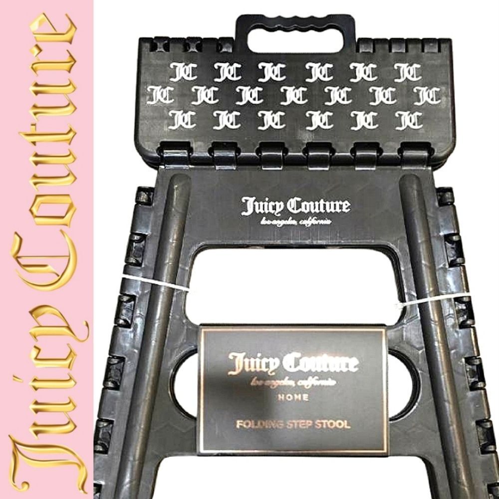 Juicy Couture Home JC Logo Folding Step Stool- Black/White